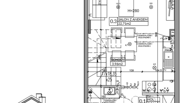 Rzut - Dom na sprzedaż 3 pokoje o powierzchni 65,83 m² - numer 33B w Nova Magdalenka 7