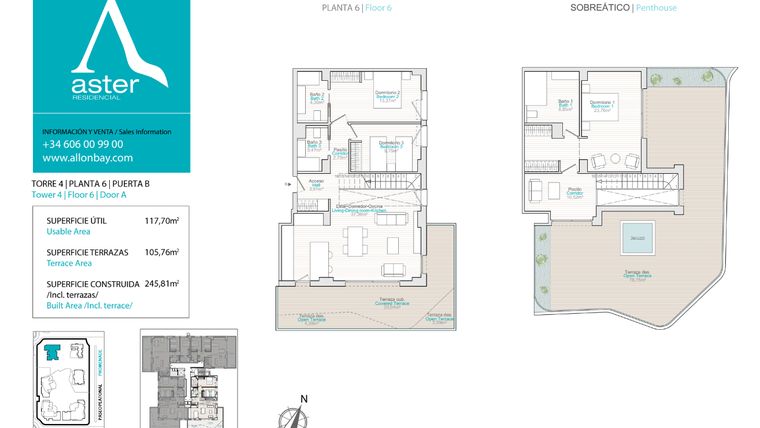 Rzut - Mieszkanie na sprzedaż 3 pokoje o powierzchni 117 m² - numer 6B w Allonbay - Aster
