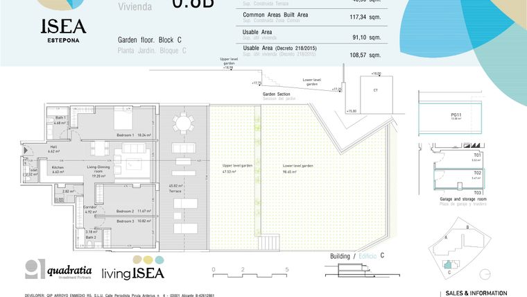 Rzut - Mieszkanie na sprzedaż 3 pokoje o powierzchni 91,1 m² - numer 0.8B w Isea - Estepona