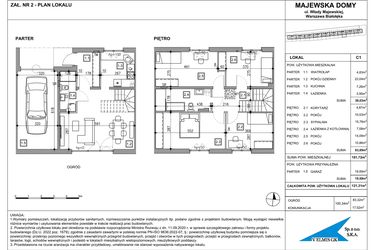 Rzut - Dom na sprzedaż 5 pokoi o powierzchni 121,31 m² - numer C1 w Majewska Domy