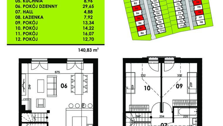 Rzut - Dom na sprzedaż 5 pokoi o powierzchni 140,83 m² - numer B3 w Osiedle Jagiełły II