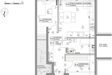 Rzut - Mieszkanie na sprzedaż 3 pokoje o powierzchni 48,03 m² - numer 95 w Manufaktura Marki 2 etap IV