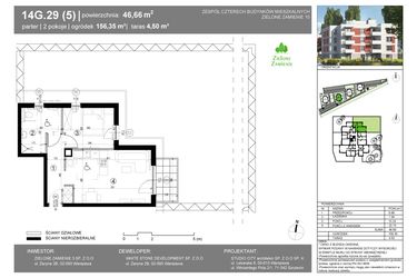 Rzut - Mieszkanie na sprzedaż 2 pokoje o powierzchni 46,66 m² - numer 14G.29 w Zielone Zamienie X