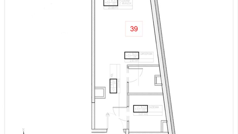 Rzut - Mieszkanie na sprzedaż 1 pokój o powierzchni 32,33 m² - numer A3-5 w Rezydencja Ogród Saski etap I i II