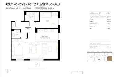 Rzut - Mieszkanie na sprzedaż 3 pokoje o powierzchni 63,06 m² - numer A2.1.97 w Altro A2/1