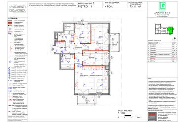Rzut - Mieszkanie na sprzedaż 4 pokoje o powierzchni 73,11 m² - numer 8 w Apartamenty Jordanowska