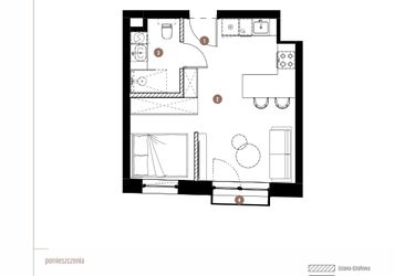 Rzut - Mieszkanie na sprzedaż 1 pokój o powierzchni 30,52 m² - numer LM.01.05.06 w Katowicka Residence