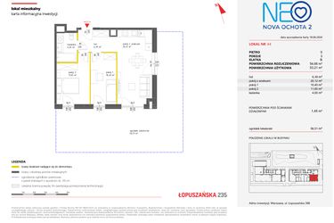 Rzut - Mieszkanie na sprzedaż 3 pokoje o powierzchni 54,66 m² - numer 44 w Neo Nova Ochota 2