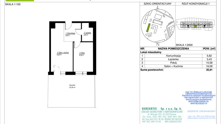 Rzut - Mieszkanie na sprzedaż 2 pokoje o powierzchni 35,91 m² - numer 10C/9 w Jasielska 8C etap II