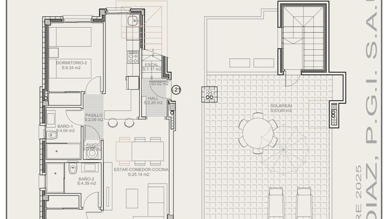 Rzut - Mieszkanie na sprzedaż 2 pokoje o powierzchni 60 m² - numer T1.21 w Residencial La Isla III