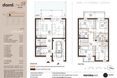 Rzut - Dom na sprzedaż 5 pokoi o powierzchni 129,3 m² - numer 2 w Domkove Widzew etap 2