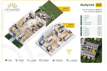 Rzut - Dom na sprzedaż 5 pokoi o powierzchni 86,3 m² - numer B12 w Osiedle Sielankowe