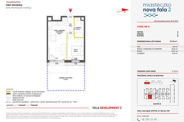 Rzut - Mieszkanie na sprzedaż 2 pokoje o powierzchni 37,43 m² - numer 8 w Miasteczko Nova Fala 2