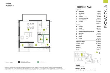Rzut - Mieszkanie na sprzedaż 5 pokoi o powierzchni 143,11 m² - numer 4AL/2 w Skowronia
