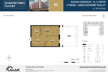 Rzut - Mieszkanie na sprzedaż 2 pokoje o powierzchni 39,03 m² - numer DM05 w Diamentowe Tarasy