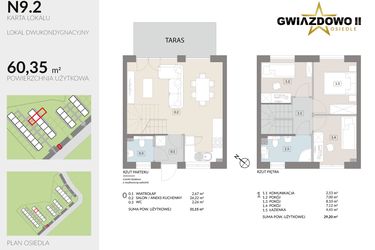 Rzut - Dom na sprzedaż 4 pokoje o powierzchni 60,35 m² - numer N9.2 w Gwiazdowo II