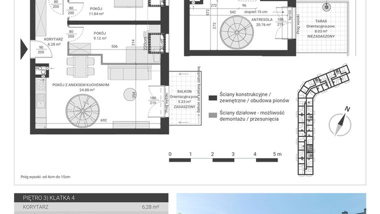 Rzut - Mieszkanie na sprzedaż 3 pokoje o powierzchni 76,45 m² - numer 121 w Ignatki Forest etap II