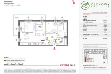 Rzut - Mieszkanie na sprzedaż 4 pokoje o powierzchni 77,39 m² - numer 17 w Olchowy Park V