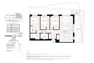 Rzut - Mieszkanie na sprzedaż 3 pokoje o powierzchni 118,06 m² - numer 1.1.5 w Apartamenty w La Vila Joiosa - 28003245