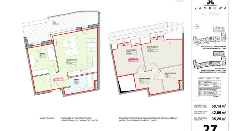 Rzut - Mieszkanie na sprzedaż 4 pokoje o powierzchni 95,25 m² - numer B.27 w Kamienica Zamkowa