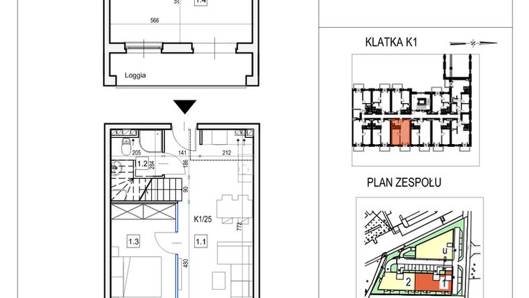 Rzut - Mieszkanie na sprzedaż 2 pokoje o powierzchni 71,53 m² - numer K1/25 w Przystań Królewiecka III