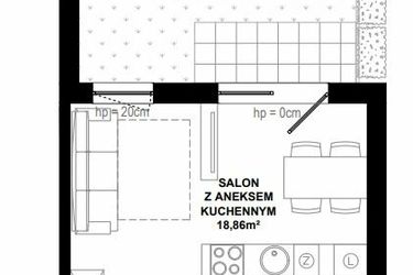 Rzut - Mieszkanie na sprzedaż 1 pokój o powierzchni 25,73 m² - numer C.2 w Apartamenty Bałtyk