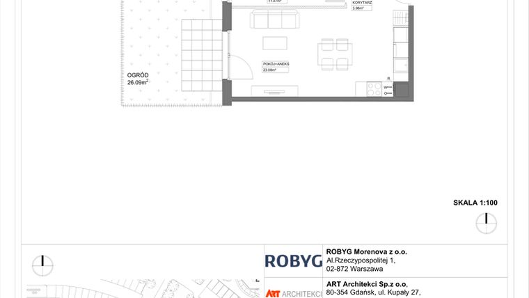 Rzut - Mieszkanie na sprzedaż 1 pokój o powierzchni 29,17 m² - numer 3.10.0M03 w Szumilas etap III