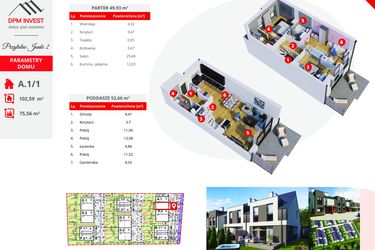 Rzut - Dom na sprzedaż 4 pokoje o powierzchni 102,5 m² - numer A.1/1 w Osiedle Przytulne Janki II etap 2