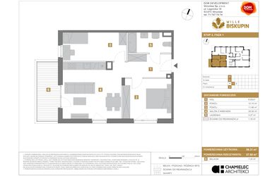 Rzut - Mieszkanie na sprzedaż 3 pokoje o powierzchni 56,31 m² - numer S4 w Wille Biskupin Etap 2.1