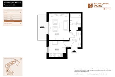 Rzut - Mieszkanie na sprzedaż 1 pokój o powierzchni 28,54 m² - numer 1.02 w Białoprądnicka Park