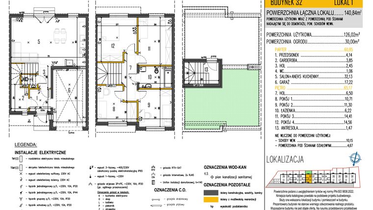 Rzut - Dom na sprzedaż 5 pokoi o powierzchni 126,02 m² - numer 32/1 w Osiedle Skrzetuskiego II