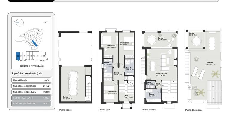 Rzut - Dom na sprzedaż 3 pokoje o powierzchni 246,71 m² - numer 22 w Altoasis