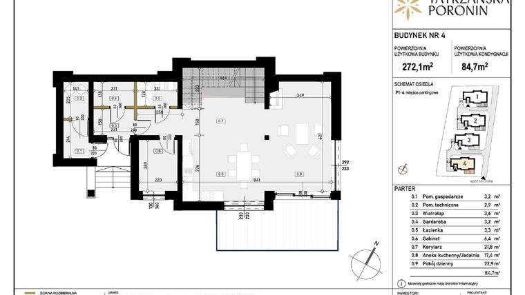 Rzut - Dom na sprzedaż 5 pokoi o powierzchni 272,1 m² - numer B4 w Poronin Tatrzańska