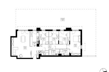 Rzut - Mieszkanie na sprzedaż 5 pokoi o powierzchni 123,89 m² - numer OK6/A/-1/6 w Osiedle Kameralne VI