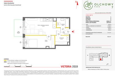 Rzut - Mieszkanie na sprzedaż 2 pokoje o powierzchni 40,82 m² - numer 70 w Olchowy Park VII
