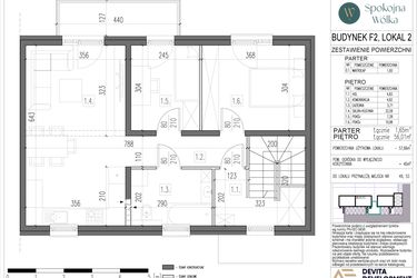Rzut - Mieszkanie na sprzedaż 3 pokoje o powierzchni 57,66 m² - numer F2.2 w Spokojna Wólka etap V