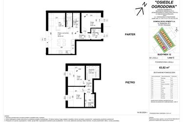 Rzut - Mieszkanie na sprzedaż 4 pokoje o powierzchni 63,82 m² - numer 12C w Osiedle Ogrodowa