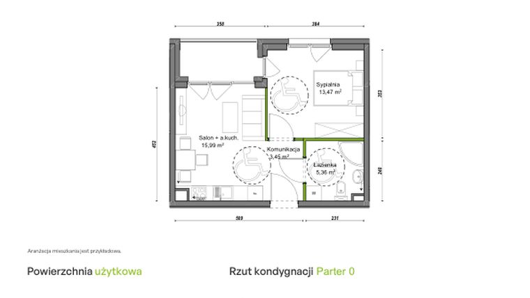 Rzut - Mieszkanie na sprzedaż 2 pokoje o powierzchni 38,11 m² - numer D1/C/03 w Orawska Vita
