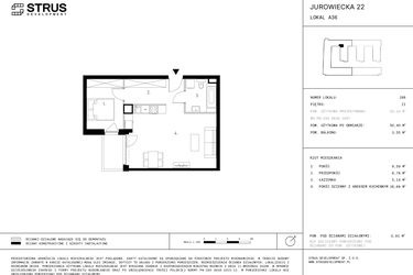 Rzut - Mieszkanie na sprzedaż 2 pokoje o powierzchni 50,4 m² - numer 2.A36-298 w Jurowiecka 22