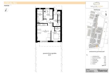 Rzut - Mieszkanie na sprzedaż 3 pokoje o powierzchni 49,67 m² - numer N5 w Villa Stoki (mieszkania)