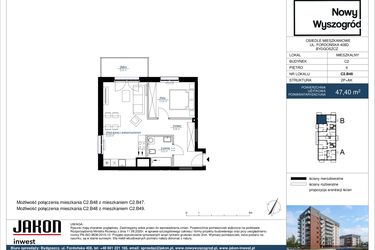 Rzut - Mieszkanie na sprzedaż 2 pokoje o powierzchni 47,4 m² - numer C2.B48 w Nowy Wyszogród etap II