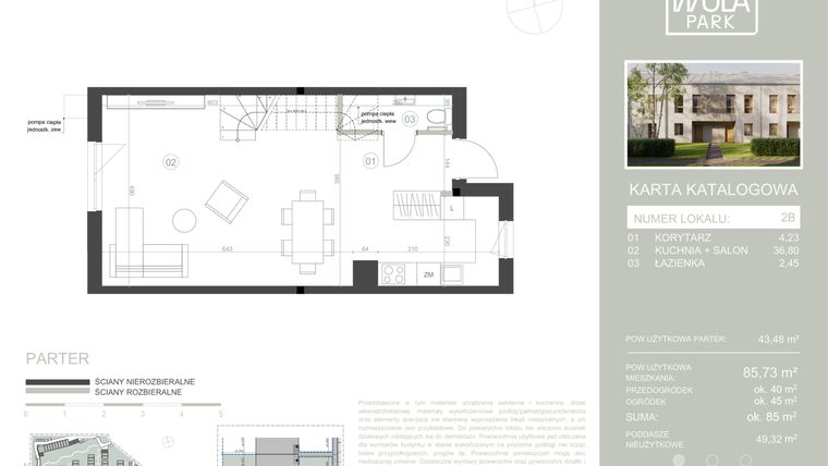 Rzut - Dom na sprzedaż 5 pokoi o powierzchni 85,73 m² - numer 2B w Nova Wola Park II
