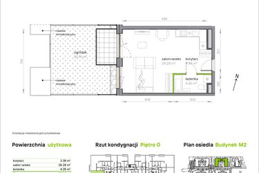 Rzut - Mieszkanie na sprzedaż 1 pokój o powierzchni 35,93 m² - numer M2/1/0/07 w Przy Parku Vita