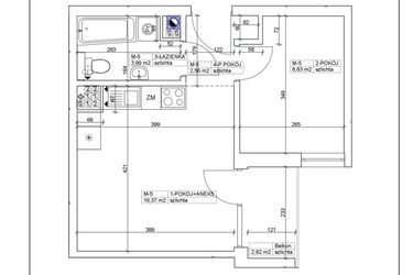 Rzut - Mieszkanie na sprzedaż 2 pokoje o powierzchni 31,75 m² - numer 5 w Bydgoska 19