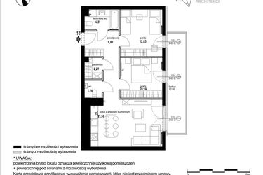 Rzut - Mieszkanie na sprzedaż 3 pokoje o powierzchni 65,72 m² - numer B7.11 w Andromeda