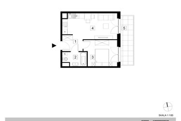 Rzut - Mieszkanie na sprzedaż 2 pokoje o powierzchni 36,89 m² - numer A1-1-1 w Hipoteczna Park