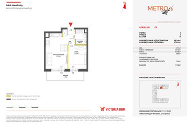 Rzut - Mieszkanie na sprzedaż 2 pokoje o powierzchni 38,24 m² - numer 23 w Metro Art 6