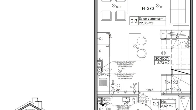 Rzut - Dom na sprzedaż 3 pokoje o powierzchni 62,18 m² - numer 16A w Osiedle Stokrotki etap 2