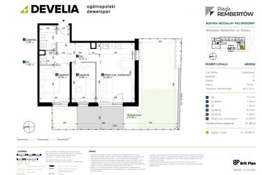 Rzut - Mieszkanie na sprzedaż 3 pokoje o powierzchni 57,08 m² - numer AB0006 w Stacja Rembertów