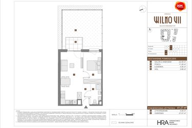 Rzut - Mieszkanie na sprzedaż 2 pokoje o powierzchni 41,27 m² - numer C.59 w Osiedle Wilno VII etap 3